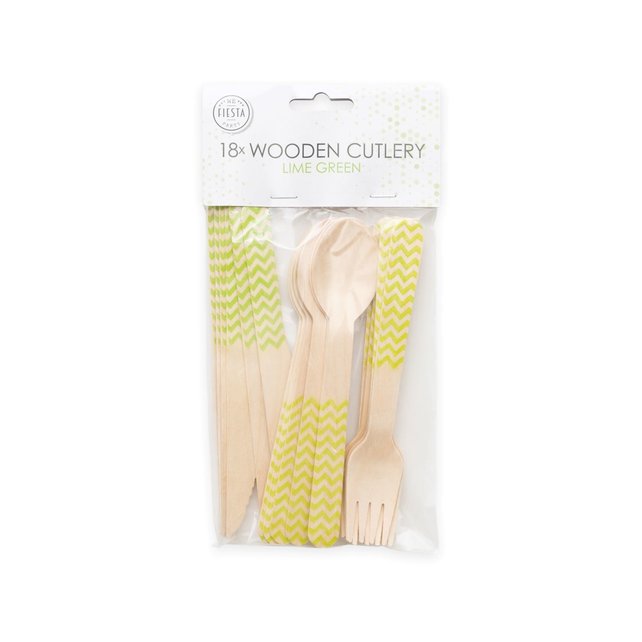 Houten bestek Lime Groen 18-delig
