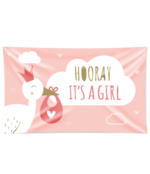 Gevel vlag - Geboorte meisje - Hooray It's a girl!  90x150cm