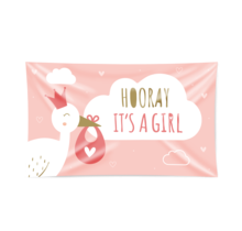 Gevel vlag - Geboorte meisje - Hooray It's a girl!  90x150cm