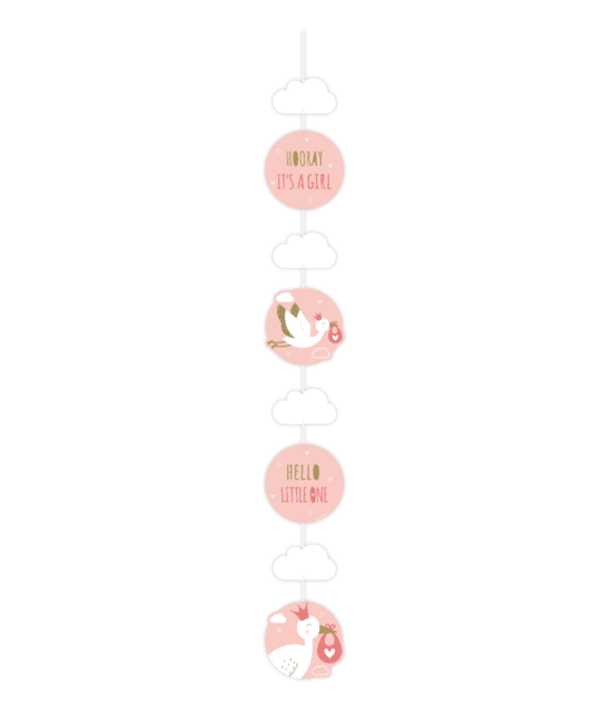 Hang decoratie - Geboorte meisje - Hooray It's a girl! 120cm