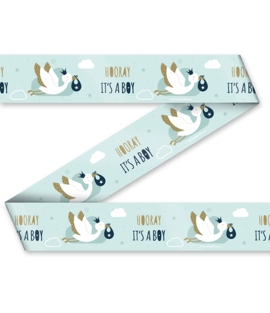 Afzetlint Geboorte jongen - Hooray It's a boy!  12 meter