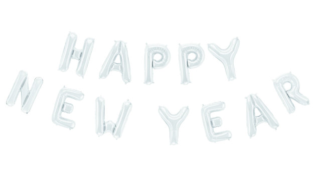 Happy New Year folieballon zilver