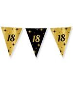 Party vlaggen 18 jaar Goud Zwart