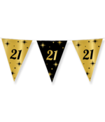 Party vlaggen 21 jaar Goud Zwart