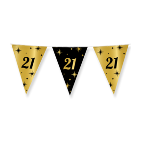 Party vlaggen 21 jaar Goud Zwart