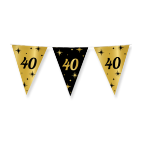 Party vlaggen 40 jaar Goud Zwart