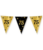 Party vlaggen 75  jaar Goud Zwart
