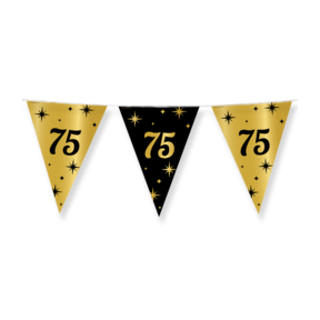 Party vlaggen 75 jaar Goud Zwart