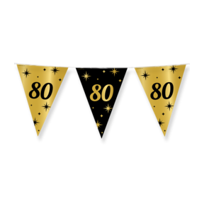 Party vlaggen 80 jaar Goud Zwart