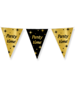 Party vlaggen Party Time Goud Zwart