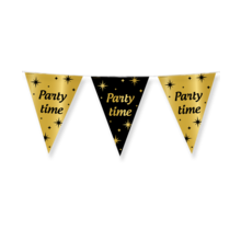 Party vlaggen Party Time Goud Zwart