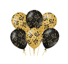 Ballonnen 75 jaar Goud Zwart