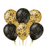 Ballonnen Abraham 50 jaar Goud Zwart 6 stuks 30cm