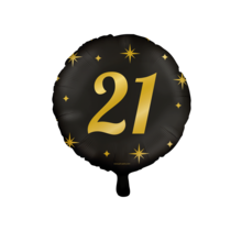Folieballon 21  jaar goud - zwart