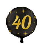 Folieballon 40  jaar - goud zwart - 45cm