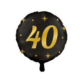 Folieballon 40  jaar - goud zwart - 45cm