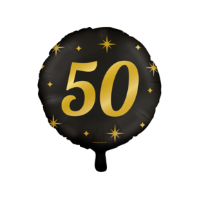 Folieballon 50  jaar - goud zwart - 45cm