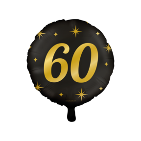 Folieballon 60  jaar - goud zwart - 45cm