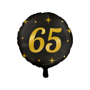 Folieballon 65  jaar - goud zwart - 45cm