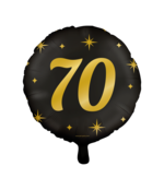Folieballon 70  jaar - goud zwart - 45cm