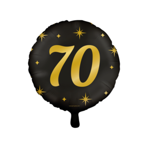 Folieballon 70  jaar - goud zwart - 45cm