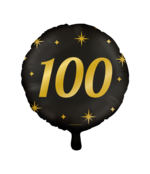 Folieballon 100  jaar - goud zwart - 45cm