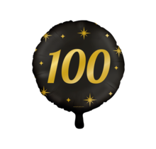 Folieballon 100  jaar goud - zwart