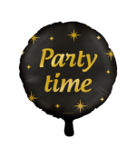 Folieballon Party Time goud zwart - 45cm