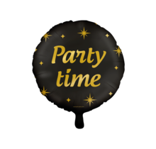Folieballon Party Time goud zwart - 45cm