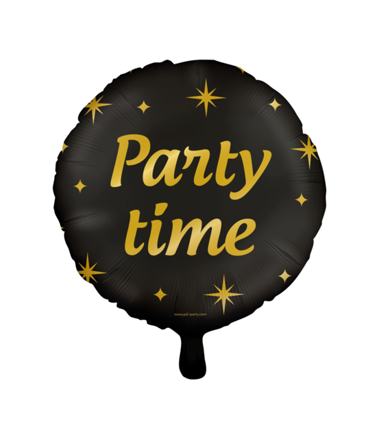 Folieballon Party Time goud zwart - 45cm