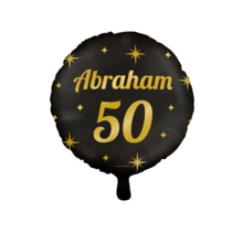 Folieballon Abraham 50  jaar goud - zwart