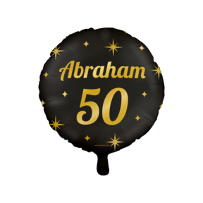 Folieballon Abraham 50 jaar - goud zwart  - 45cm