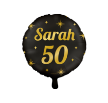 Folieballon Sarah 50  jaar goud - zwart