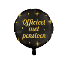 Folieballon Pensioen - goud zwart - 45cm