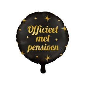 Folieballon Pensioen - goud zwart - 45cm
