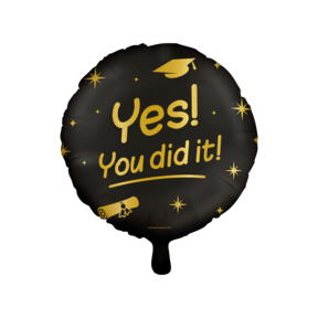 Folieballon Yes You did It - goud zwart - 45cm