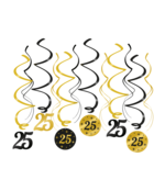 Swirl draaislinger 25 jaar goud zwart 12 stuks