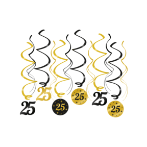 Swirl draaislinger 25 jaar goud zwart 12 stuks