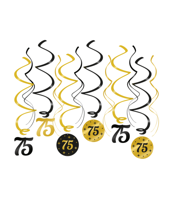 Swirl draaislinger 75  jaar goud zwart 12 stuks