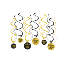Swirl draaislinger Abraham 50 jaar goud zwart 12 stuks