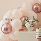 Ballonnenboog perzik, wit en roségoud confettiballonnen -  Ginger Ray