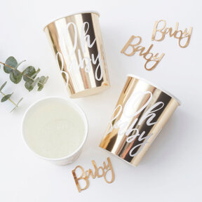 Papieren bekers goudfolie Oh Baby! - merk Ginger Ray