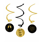 Swirl Happy New Year goud zwart