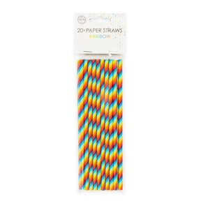 Papieren rietjes regenboog 20 stuks