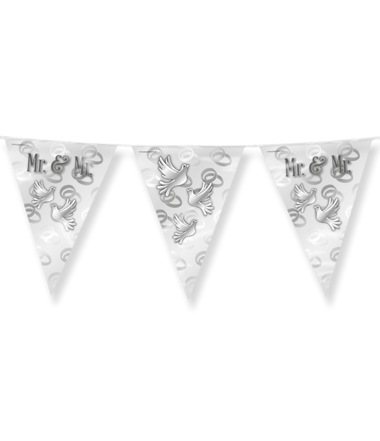 Mr & Mr Vlaggenlijn folie zilver 10 meter