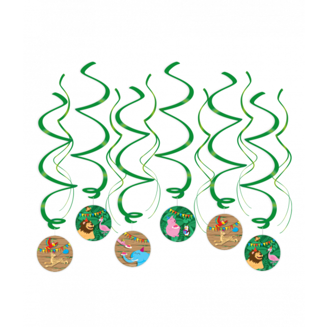 Jungle Dieren - Swirl decoratie - 12 stuks