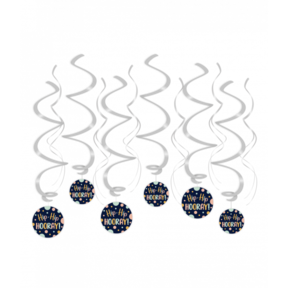 Hip Hip Hooray - Swirl decoratie - 12 stuks