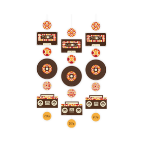 70's - Hang decoratie - 3 stuks