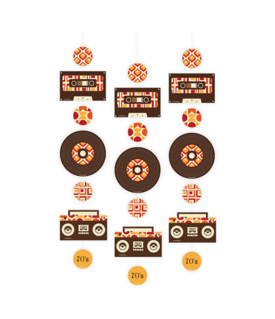 70's - Hang decoratie - 3 stuks