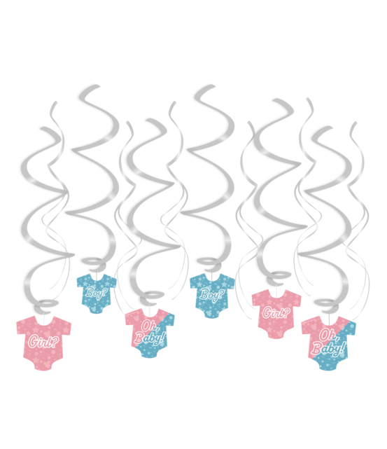 Gender Reveal - Swirl decoratie - 12 stuks Gender Reveal - Swirl decoratie - 12 stuks
